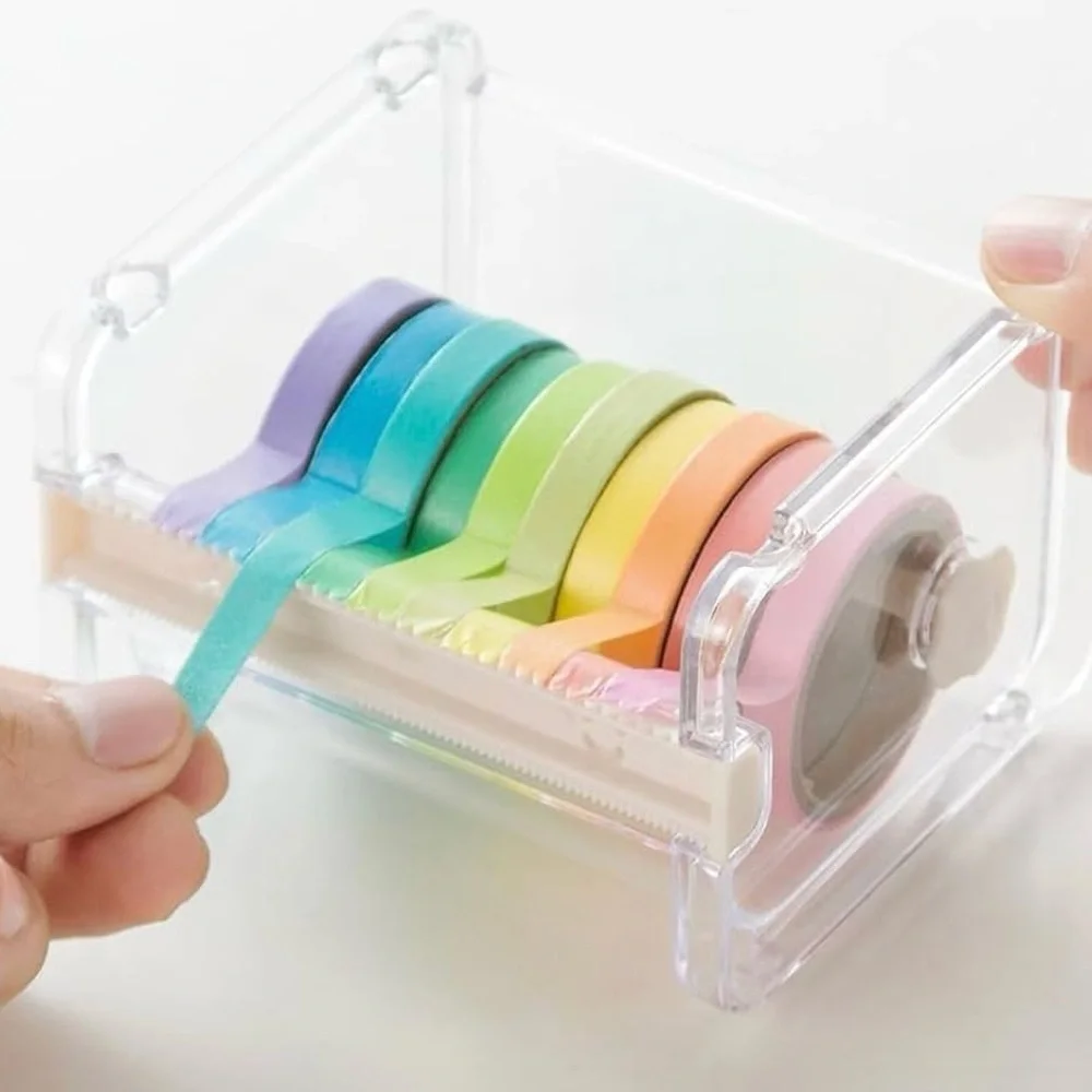 1-4 Pack Washi Tape Dispenser Transparent & Green Acrylic (3 more 4 pack avail)